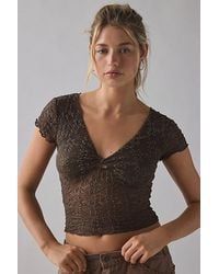 Kimchi Blue - Maisie Sheer Lace Twist-Front Crop Top - Lyst