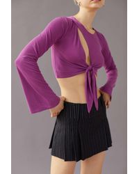 Urban Outfitters Uo Elle Keyhole Wrap Top - Purple