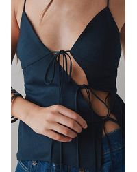 Lioness - Mariah Linen-Blend Asymmetric Tie-Front Cami - Lyst