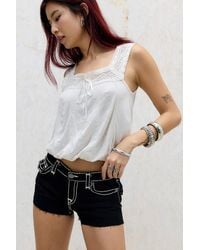 TRUE RELIGION - Black Joey Low Rise Flap Pocket Denim Shorts - Lyst