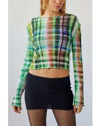 Urban Outfitters Uo Margot Textured Long Sleeve Top - Green