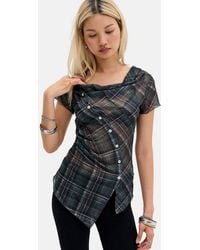 Silence + Noise - Silence + Noise Rubie Cowl Neck Asymmetric Button Blouse - Lyst
