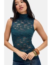 Silence + Noise - Silence + Noise Caden Lace High Neck Top - Lyst