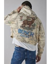 Urban Outfitters - Busch Light Deer Graphic Boxy Cropped Hoodie Sweatshirt - Lyst