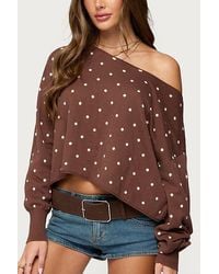 Edikted - Oversized Off Shoulder Polka Dot Sweater - Lyst