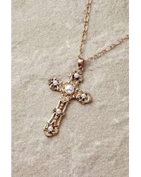 Silence + Noise - Silence + Noise Pearl Statement Cross Necklace - Lyst
