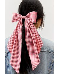Urban Outfitters - Long Gingham Hair Bow Barrette - Lyst