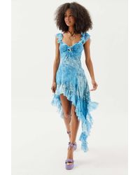 Urban Outfitters Uo Hyacinth Lace Spliced Midi Dress - Blue