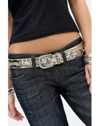BDG - Cream Studded Faux Leather Belt - Lyst