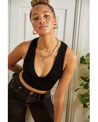 Urban Outfitters Uo Josie Recycled Ribbed V-neck Vest - Black