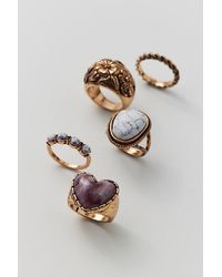 Urban Outfitters - Leila Etched Heart Ring Set - Lyst