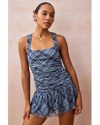 Urban Outfitters - Uo Sabrina Check Mesh Romper - Lyst