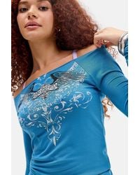 Urban Outfitters - Uo Riders Club Off-shoulder Graphic Tee - Lyst