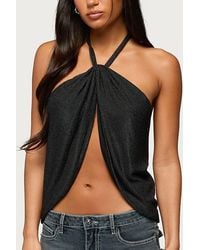 Edikted - Stasia Sparkly Knit Split Front Top - Lyst