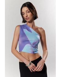 Silence + Noise - Octavia Printed One-Shoulder Cropped Top - Lyst