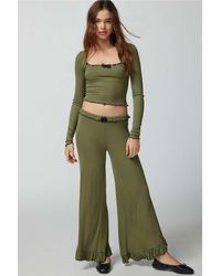 Out From Under - Sweet Dreams Ruffle Wide Leg Trousers Pant S At Urban Outfitters - Lyst