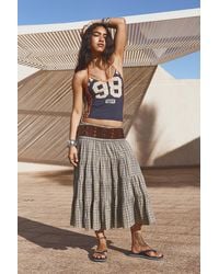Kimchi Blue - Bea Check Crinkle Midi Skirt - Lyst