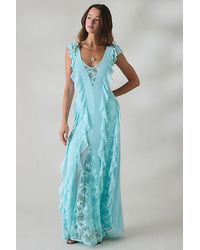 AFRM - Trisa Cappuccino Lace Trim Ruffle Maxi Dress - Lyst