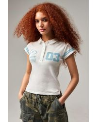 BDG - White Graphic Cropped Polo Shirt - Lyst