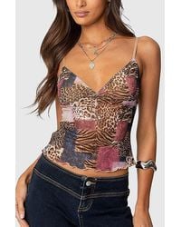 Edikted - Mixed Animal Print Mesh Tank Top - Lyst