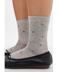 Out From Under - Floral Embroidered Socks - Lyst