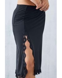 Urban Outfitters - Uo Black Lace Slip Midi Skirt - Lyst