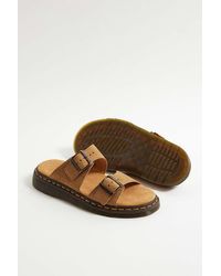 Dr. Martens - Tan Josef Nubuck Leather Buckle Slide Sandals - Lyst