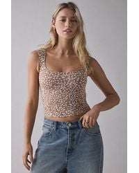 BDG - Printed Ribbed Square Neck Tank Top - Lyst