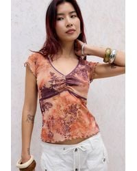 Urban Outfitters - Uo Erica Short Sleeve Mesh Top - Lyst