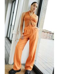 Urban Outfitters Uo Orange Erica Wide-leg Twill Puddle Pant