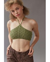 Urban Outfitters Uo Dotti Crochet Halter Top - Green