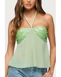 Edikted - Kitty Sequin Chiffon Halter Top - Lyst