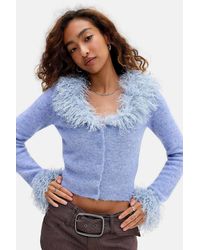 Urban Outfitters - Uo Melody Faux Fur Trim Cardigan - Lyst