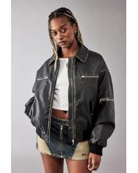BDG - Perrie Faux Leather Bomber Jacket - Lyst