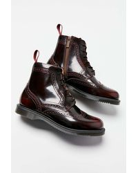 dr martens delphine brogue black leather lace up flat ankle boots