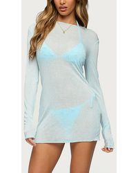 Edikted - Margeaux Sheer Long Sleeve Mini Dress - Lyst