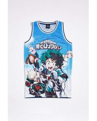 Urban Outfitters My Hero Academia Jersey Tank Top - Blue