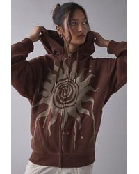 BDG - Dusty Bleached Sun Graphic Oversized Zip-Up Hoodie Sweatshirt - Lyst
