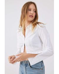 Urban Outfitters Uo Liv Corset Button-down Top - White