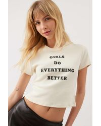 Urban Outfitters Future State Girls Rule Baby Tee - Natural