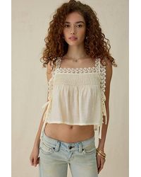 Steve Madden - Easten Sheer Side-Tie Lace Trim Cami - Lyst