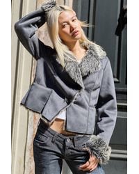 Urban Outfitters - Uo Sophia Faux Fur Trim Jacket - Lyst
