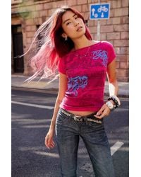 Urban Outfitters - Uo Rebel Graffiti Print Graphic Baby Tee - Lyst