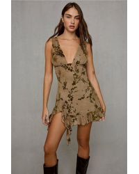 Kimchi Blue - Nightbloom Plunge Flocked Mini Dress - Lyst