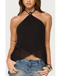 Edikted - Chiffon Split Open Back Halter Top - Lyst