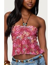 Edikted - Solana Floral Cut Out Halter Top - Lyst