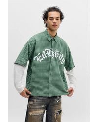 Ed Hardy - Uo Exclusive Green Check Relaxed Shirt - Lyst
