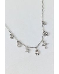 Urban Outfitters - Maria Rhinestone Cross Charm Necklace - Lyst