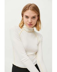 Out From Under Trina Seamed Turtle Neck Jumper - White