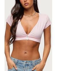 Edikted - Cecey Button Up Crop Top - Lyst